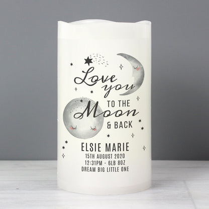 Personalised Baby To The Moon and Back LED Candle - MK&JD Gifts
