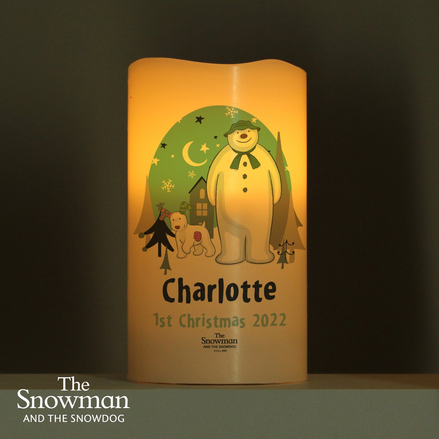 Personalised The Snowman and the Snowdog LED Candle - MK&JD Gifts