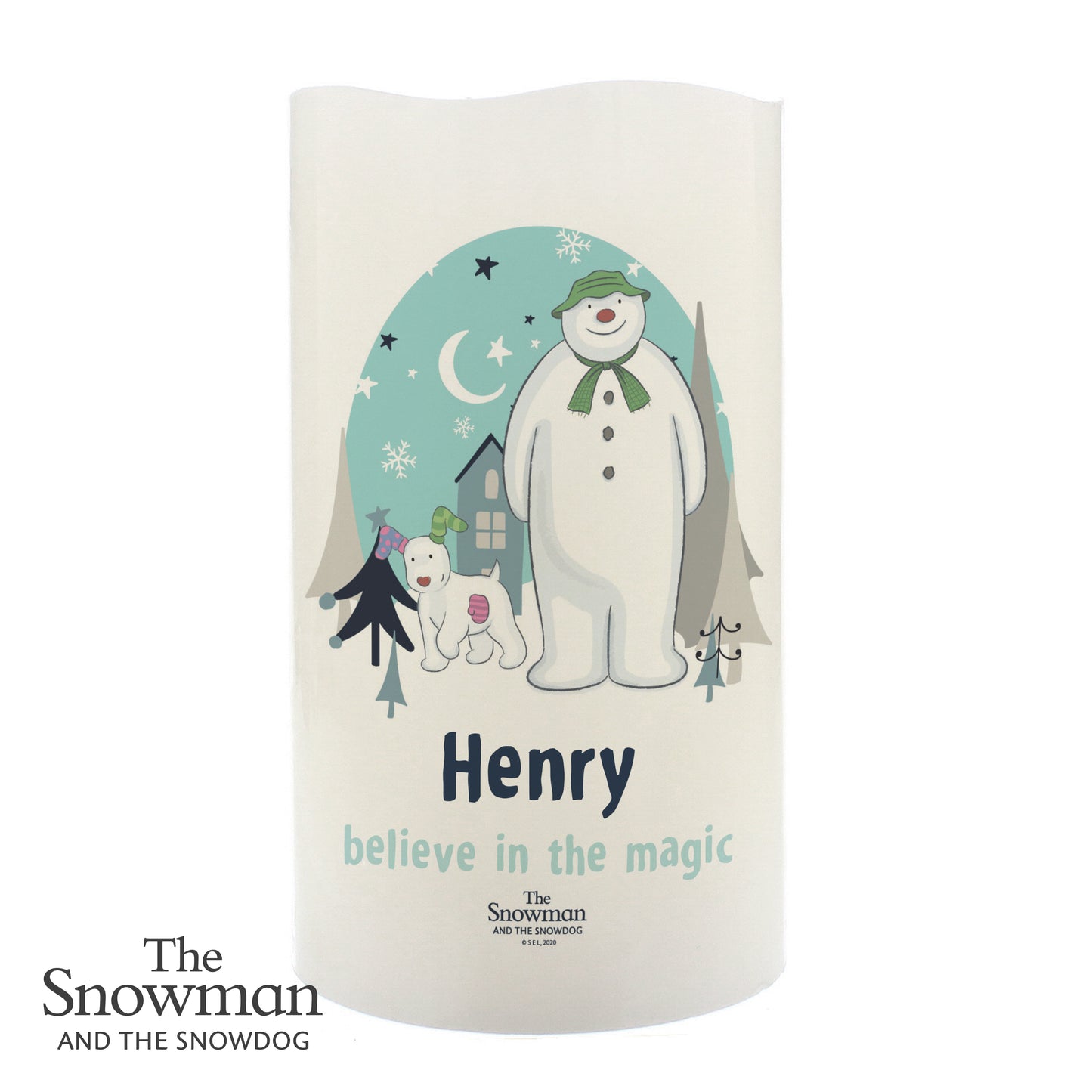 Personalised The Snowman and the Snowdog LED Candle - MK&JD Gifts