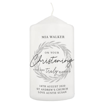 Personalised 'Truly Blessed' Christening Pillar Candle - MK&JD Gifts