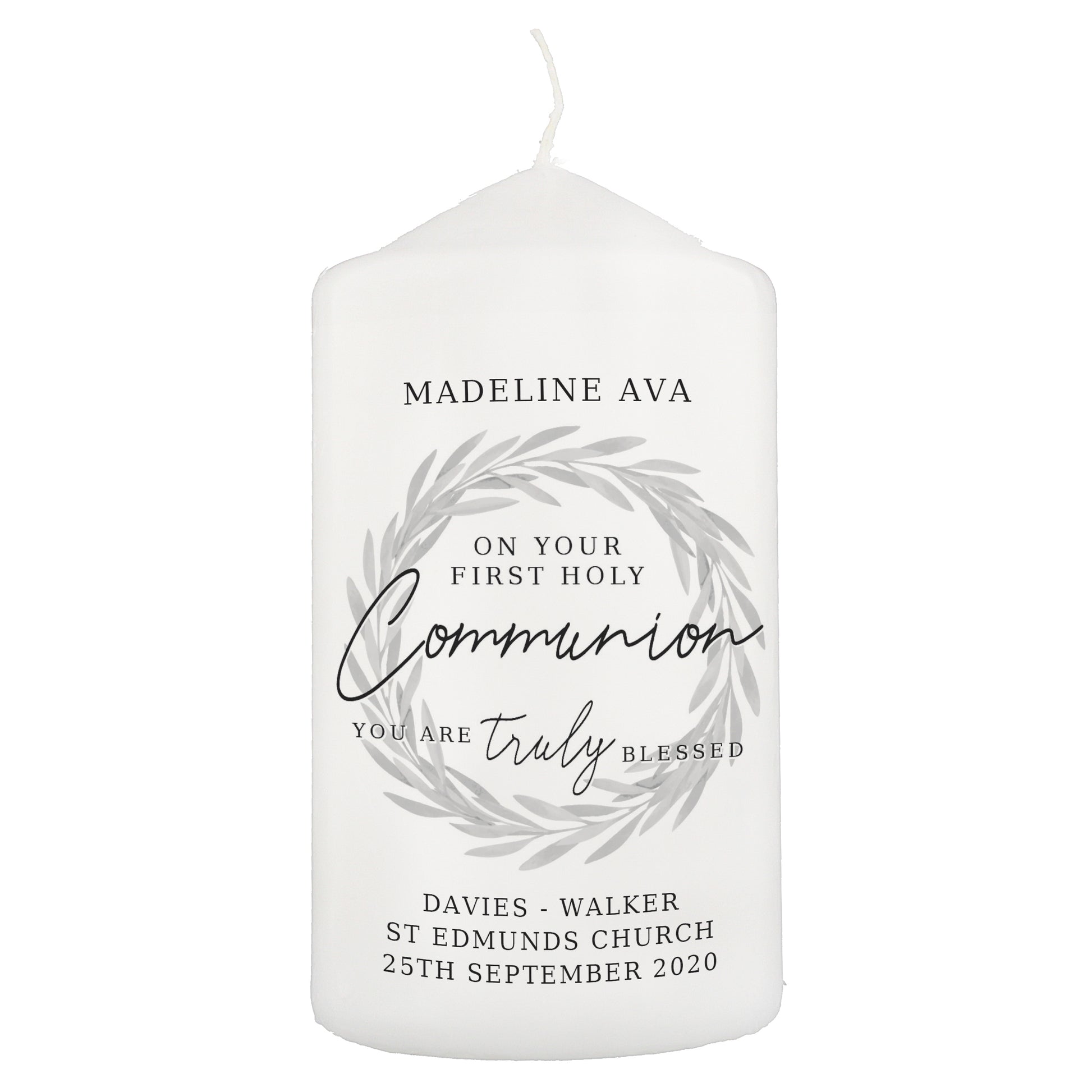 Personalised 'Truly Blessed' First Holy Communion Pillar Candle - MK&JD Gifts