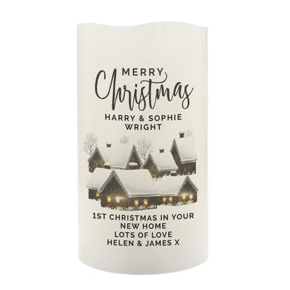 Personalised Christmas Town LED Candle - MK&JD Gifts