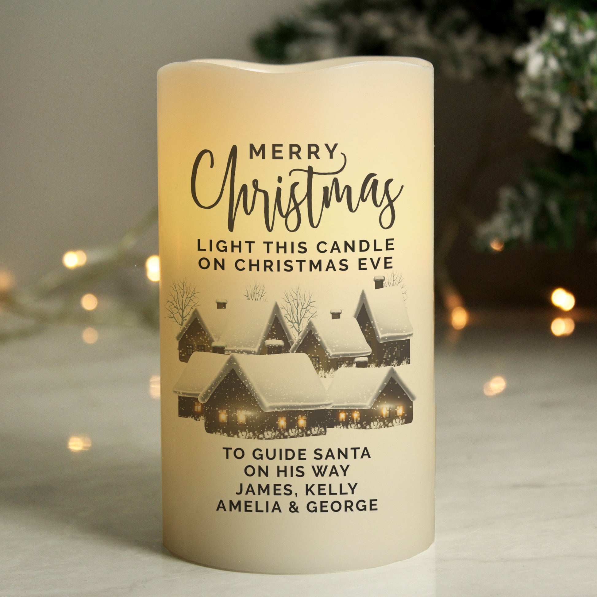 Personalised Christmas Town LED Candle - MK&JD Gifts