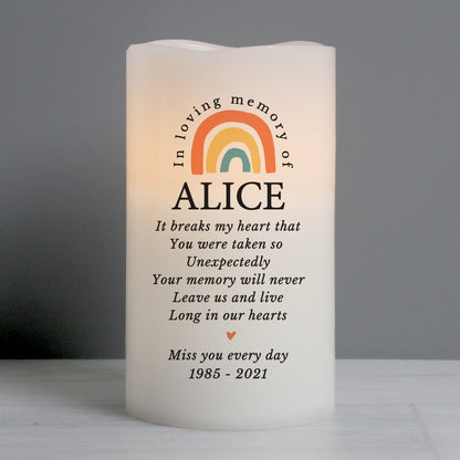 Personalised In Loving Memory Rainbow LED candle - MK&JD Gifts