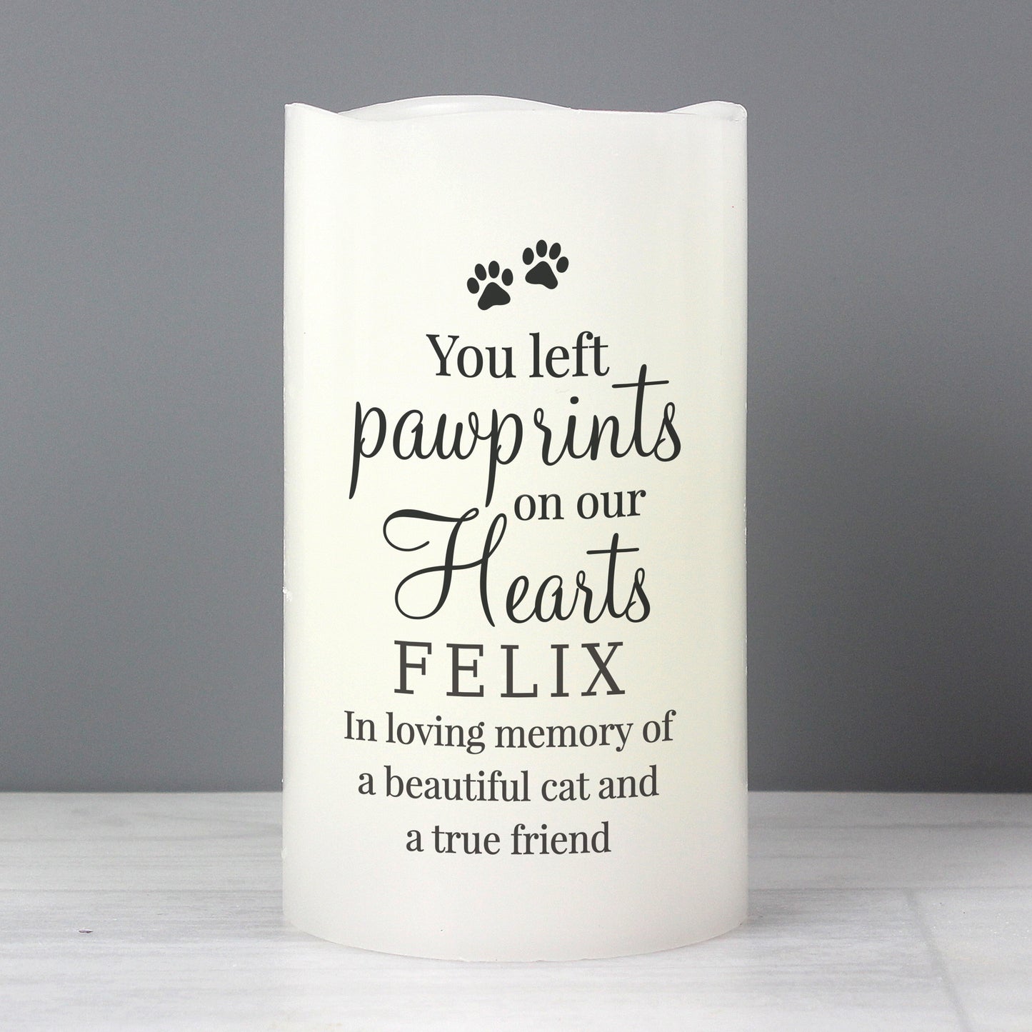 Personalised Pawprints On Our Hearts LED Candle - MK&JD Gifts