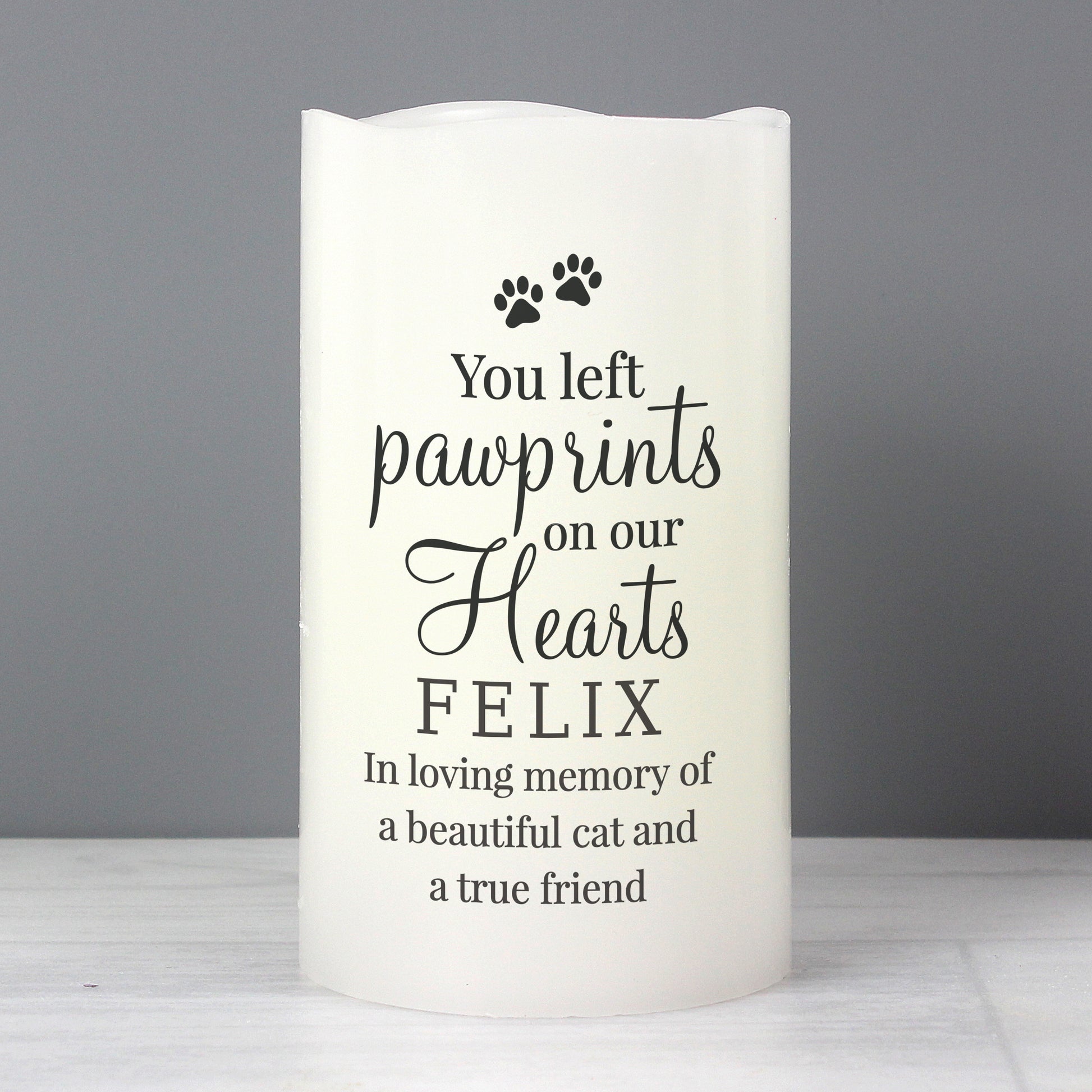 Personalised Pawprints On Our Hearts LED Candle - MK&JD Gifts