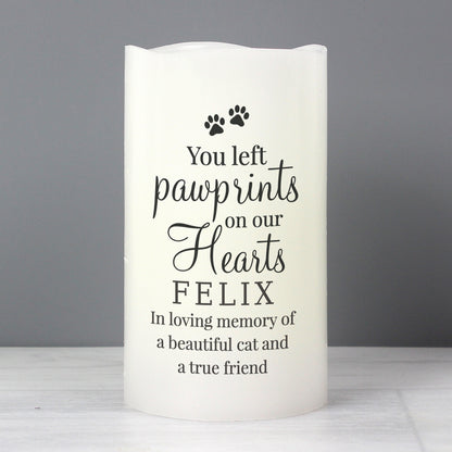 Personalised Pawprints On Our Hearts LED Candle - MK&JD Gifts