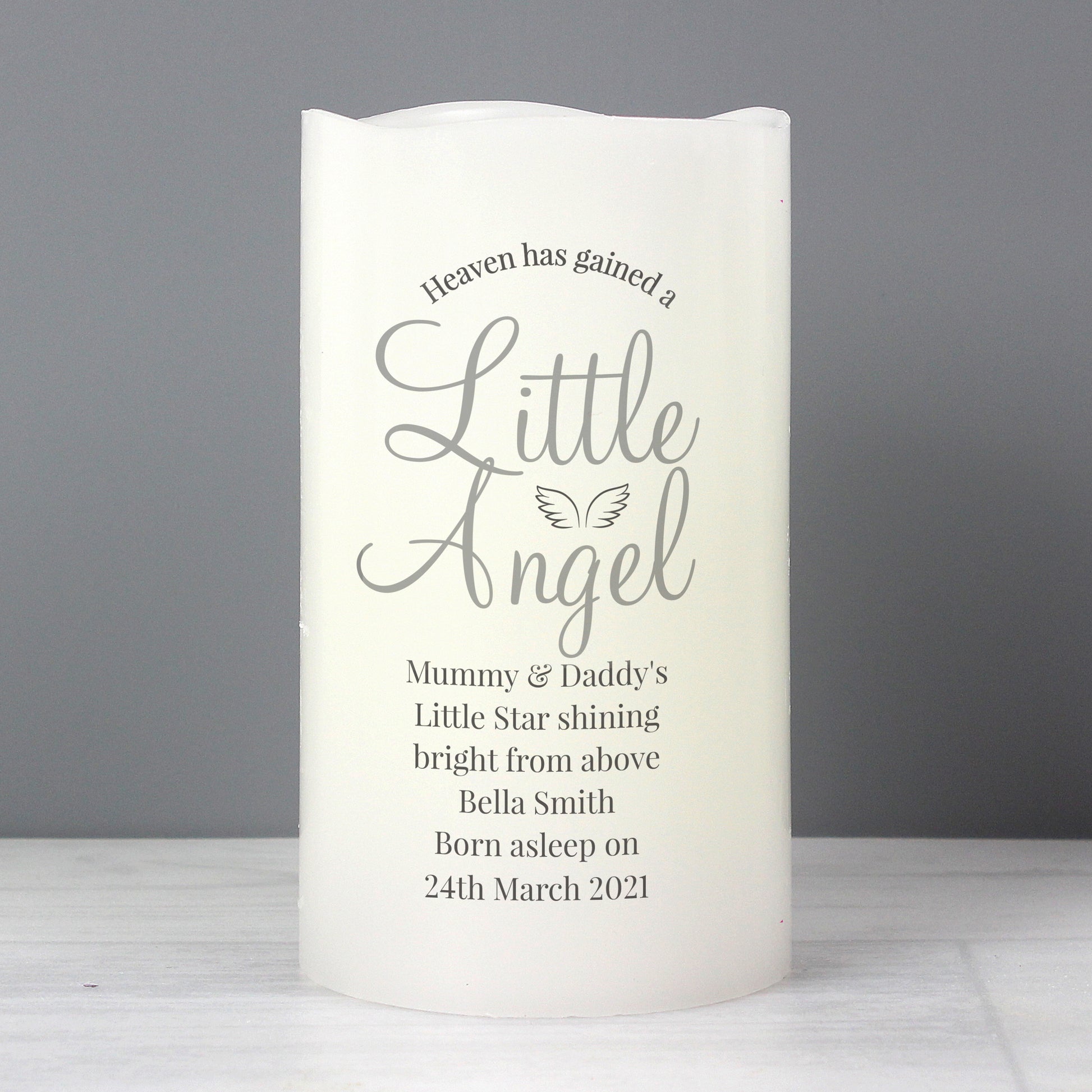 Personalised Little Angel LED Candle - MK&JD Gifts