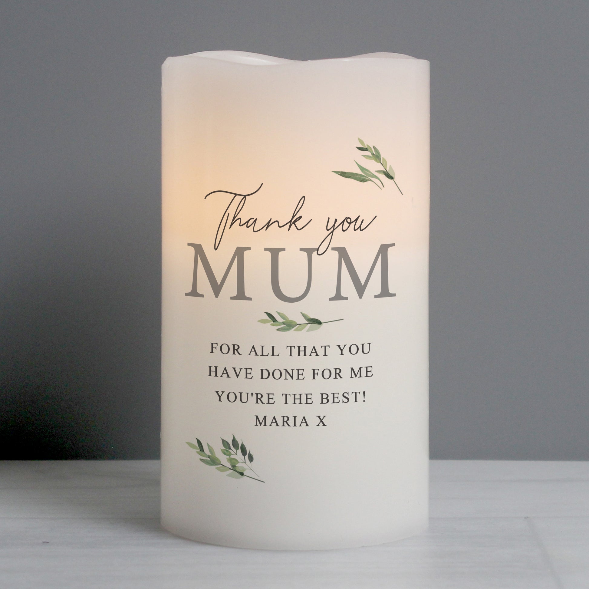 Personalised Botanical LED Candle - MK&JD Gifts