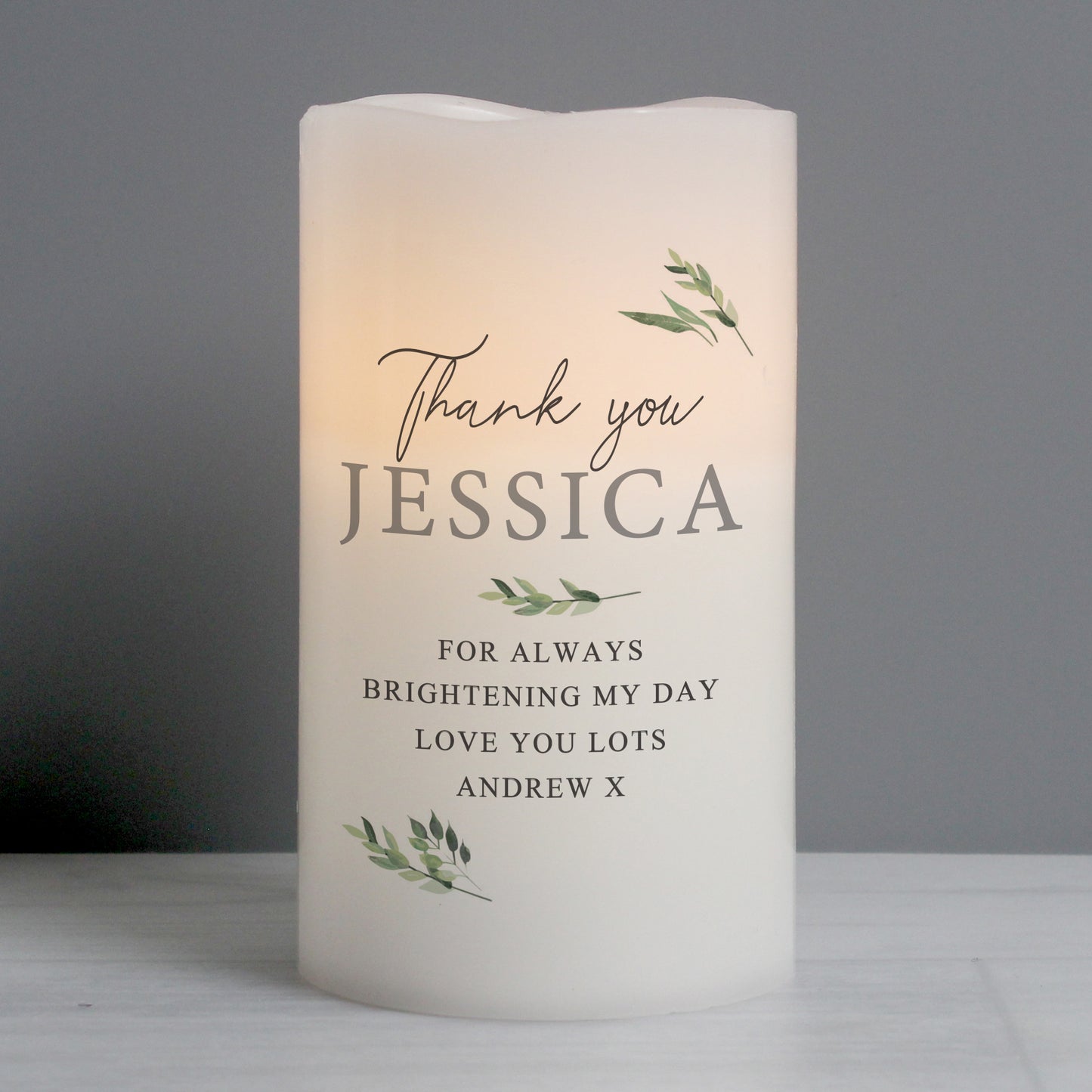 Personalised Botanical LED Candle - MK&JD Gifts