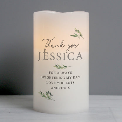 Personalised Botanical LED Candle - MK&JD Gifts