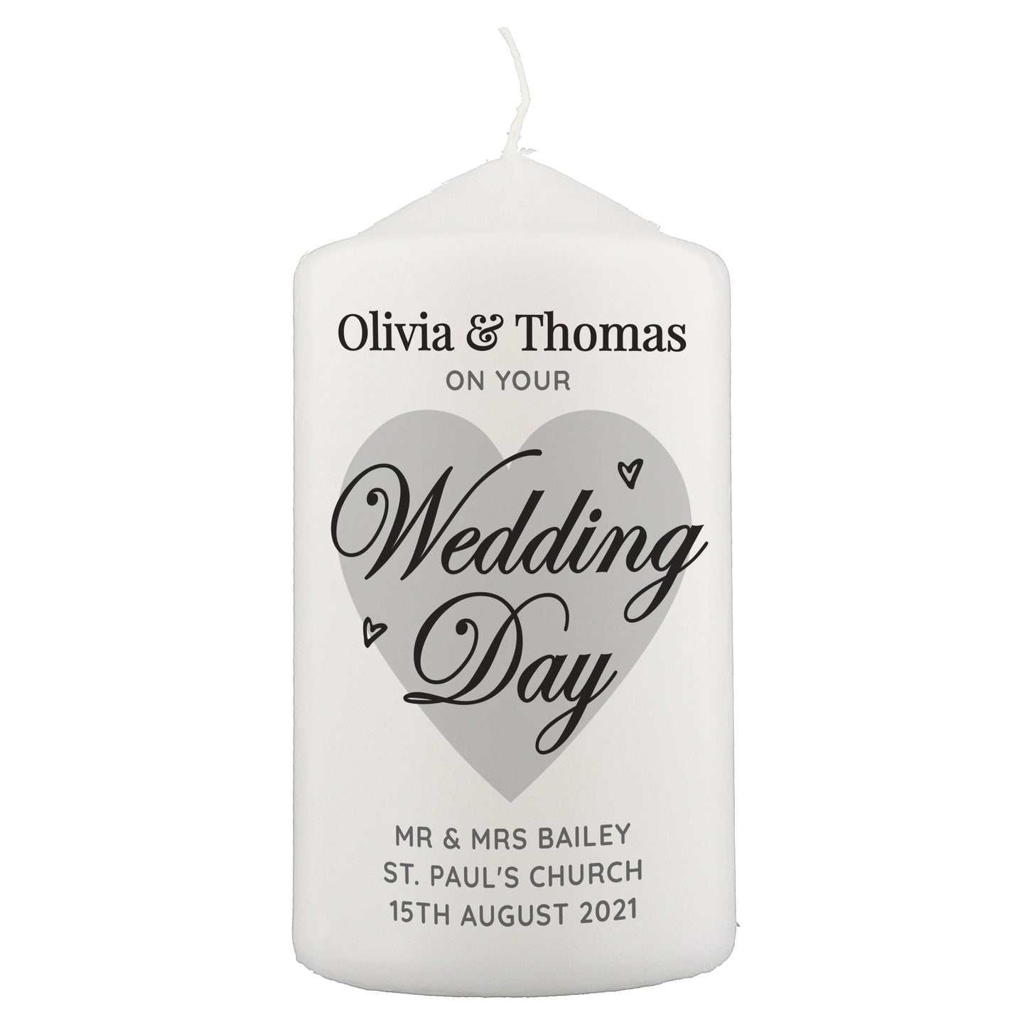 Personalised On Your Wedding Day Pillar Candle - MK&JD Gifts