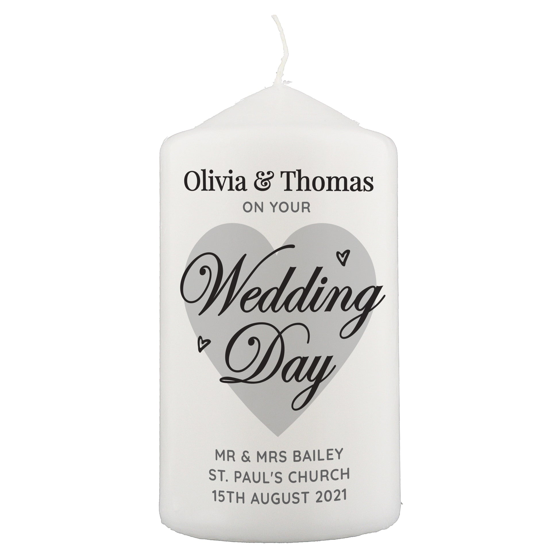 Personalised On Your Wedding Day Pillar Candle - MK&JD Gifts