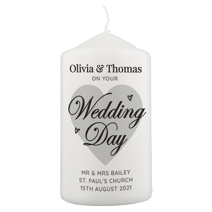 Personalised On Your Wedding Day Pillar Candle - MK&JD Gifts
