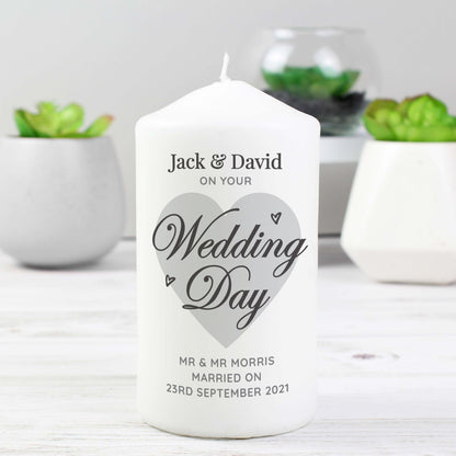 Personalised On Your Wedding Day Pillar Candle - MK&JD Gifts