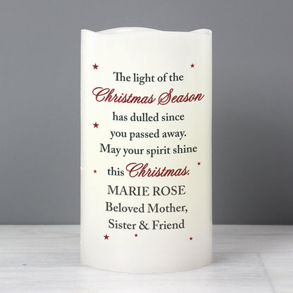 Personalised Christmas Season Memorial LED Candle - MK&JD Gifts