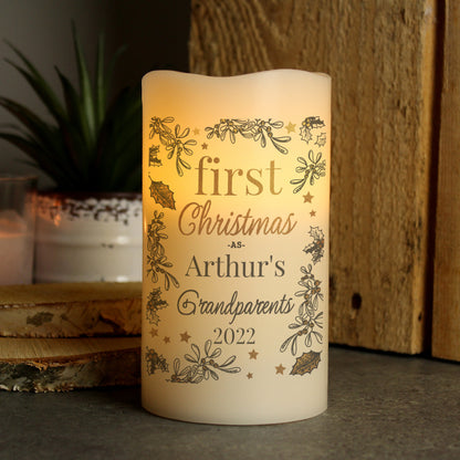 Personalised First Christmas LED Candle - MK&JD Gifts