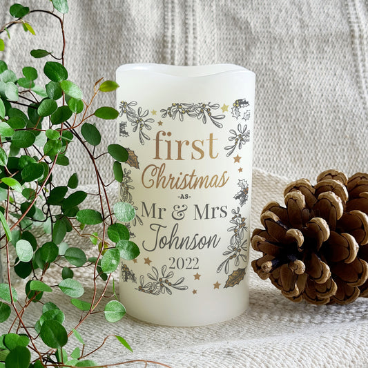 Personalised First Christmas LED Candle - MK&JD Gifts