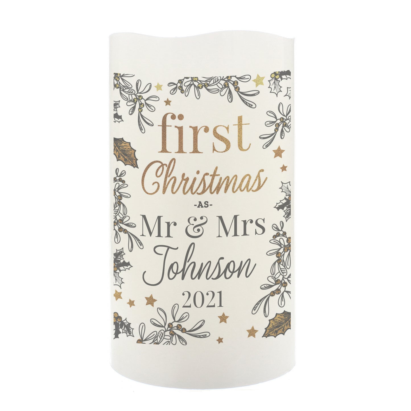 Personalised First Christmas LED Candle - MK&JD Gifts