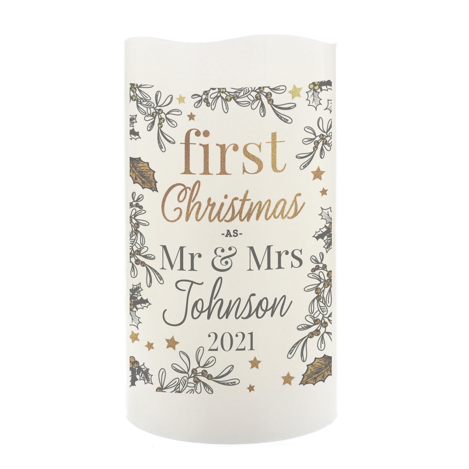 Personalised First Christmas LED Candle - MK&JD Gifts