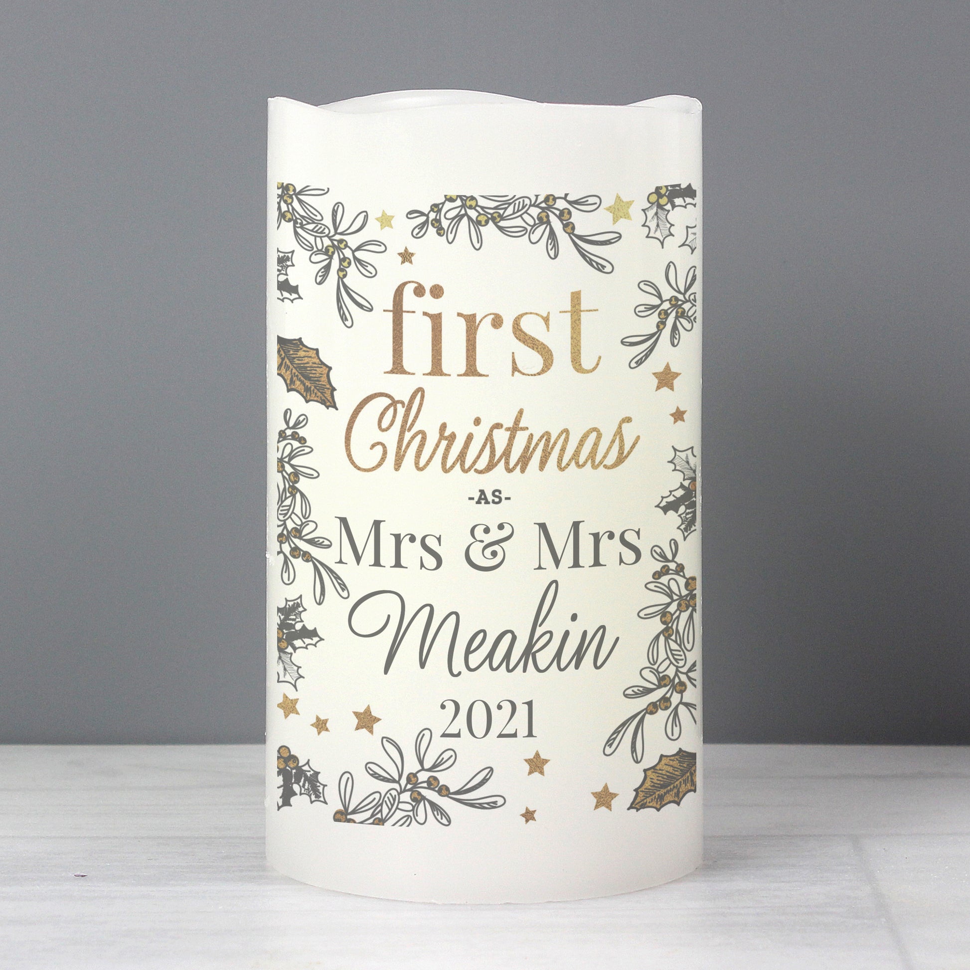 Personalised First Christmas LED Candle - MK&JD Gifts