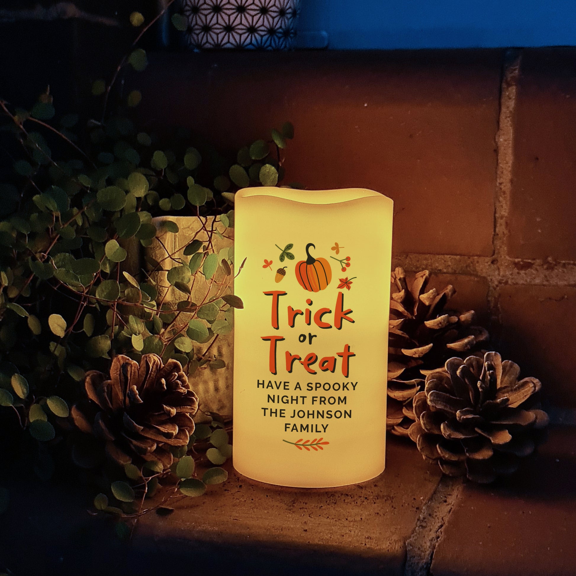 Personalised Trick or Treat LED Candle - MK&JD Gifts