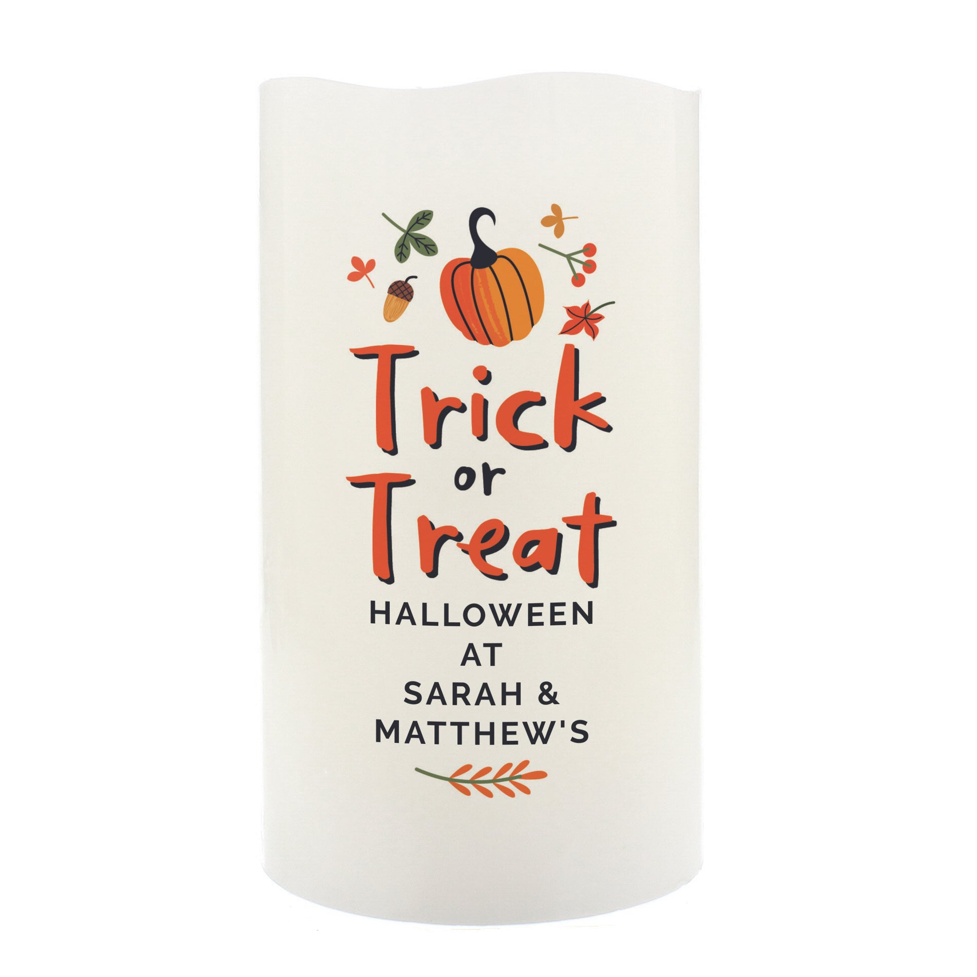 Personalised Trick or Treat LED Candle - MK&JD Gifts