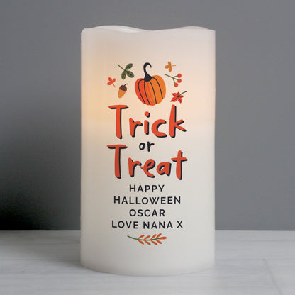 Personalised Trick or Treat LED Candle - MK&JD Gifts