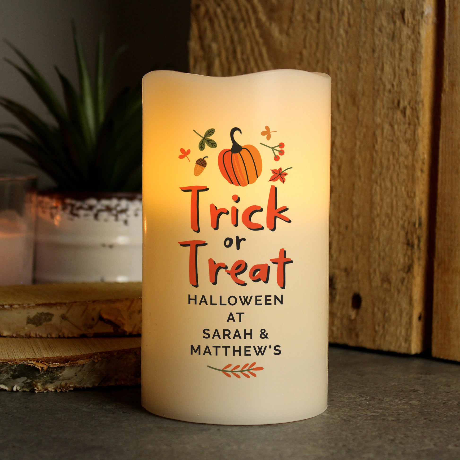 Personalised Trick or Treat LED Candle - MK&JD Gifts