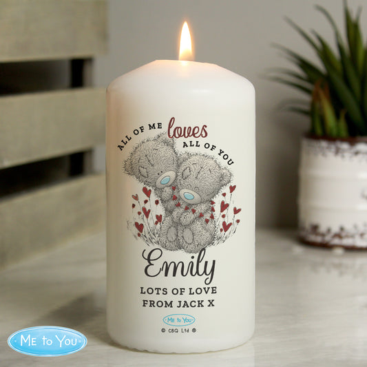 Personalised Me to You Valentine Pillar Candle - MK&JD Gifts