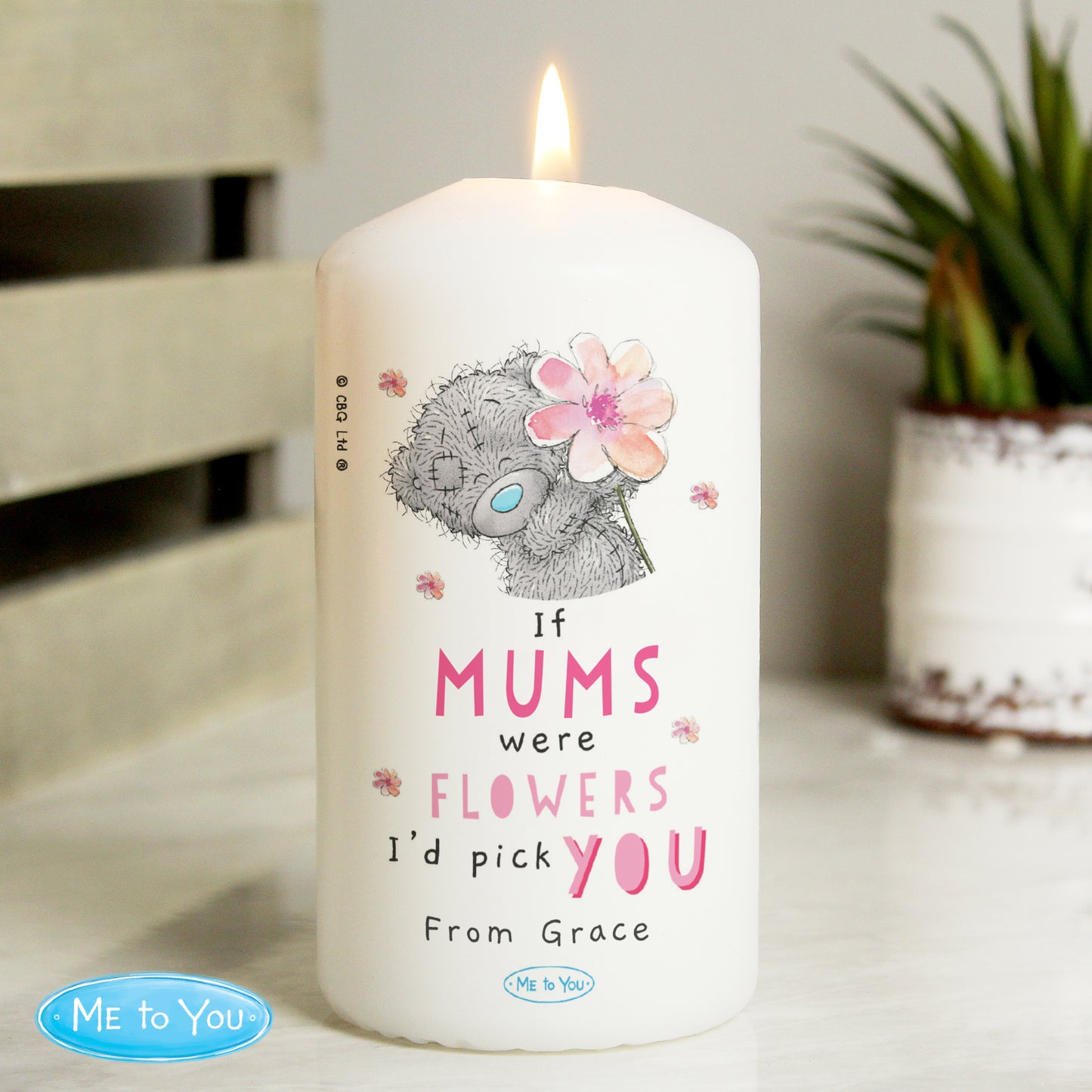 Personalised Me To You If... Were Flowers Pillar Candle - MK&JD Gifts