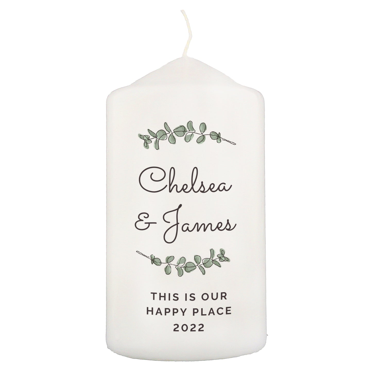 Personalised Botanical Pillar Candle - MK&JD Gifts