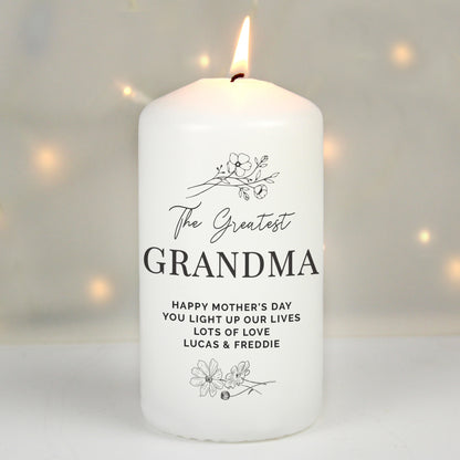 Personalised Floral Pillar Candle - MK&JD Gifts