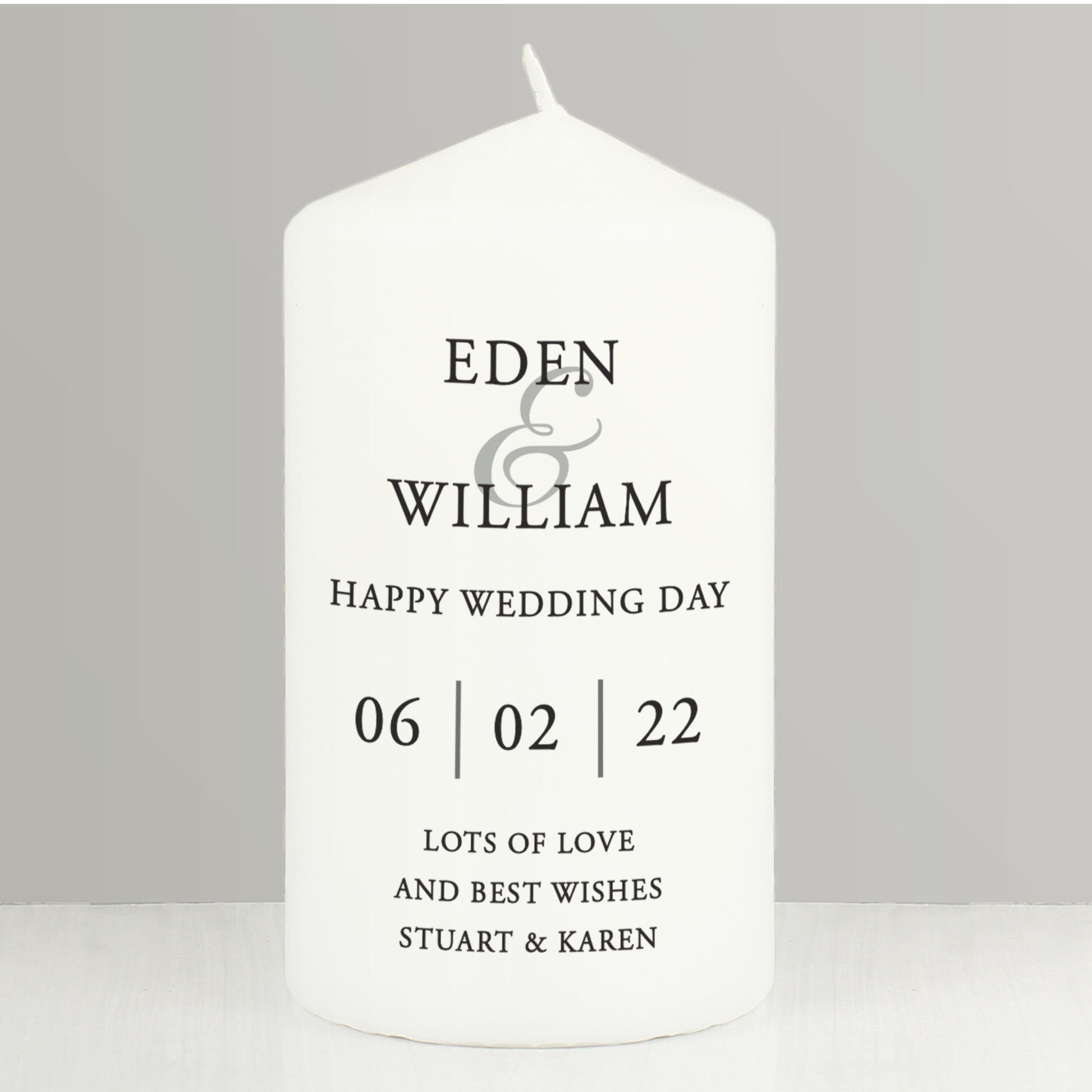 Personalised Couples Pillar Candle - MK&JD Gifts