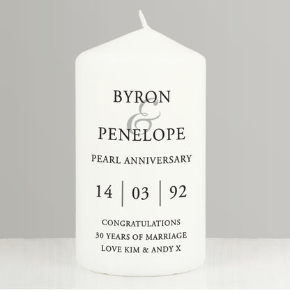 Personalised Couples Pillar Candle - MK&JD Gifts