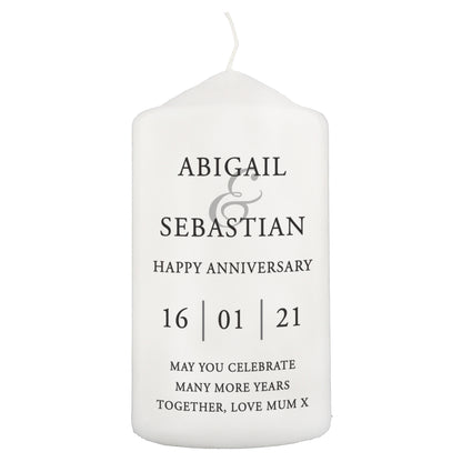 Personalised Couples Pillar Candle - MK&JD Gifts