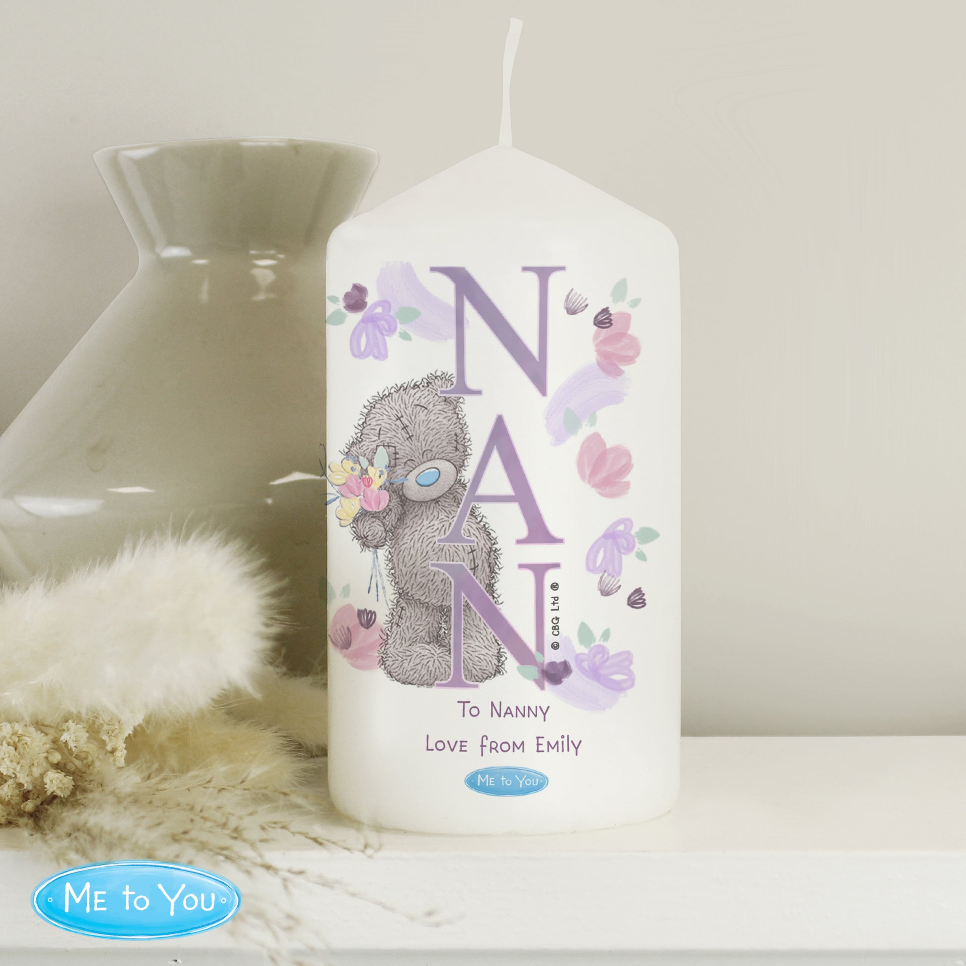 Personalised Me to You NAN Pillar Candle - MK&JD Gifts