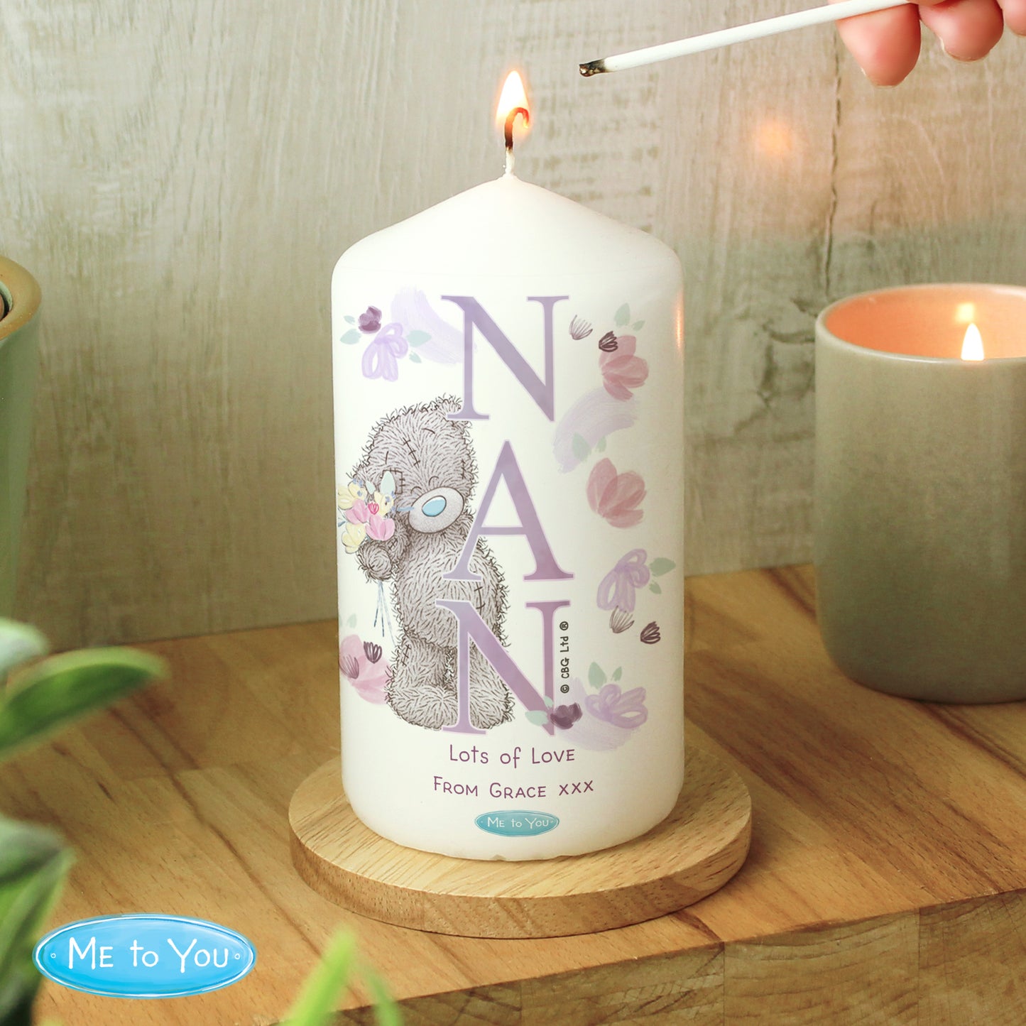 Personalised Me to You NAN Pillar Candle - MK&JD Gifts