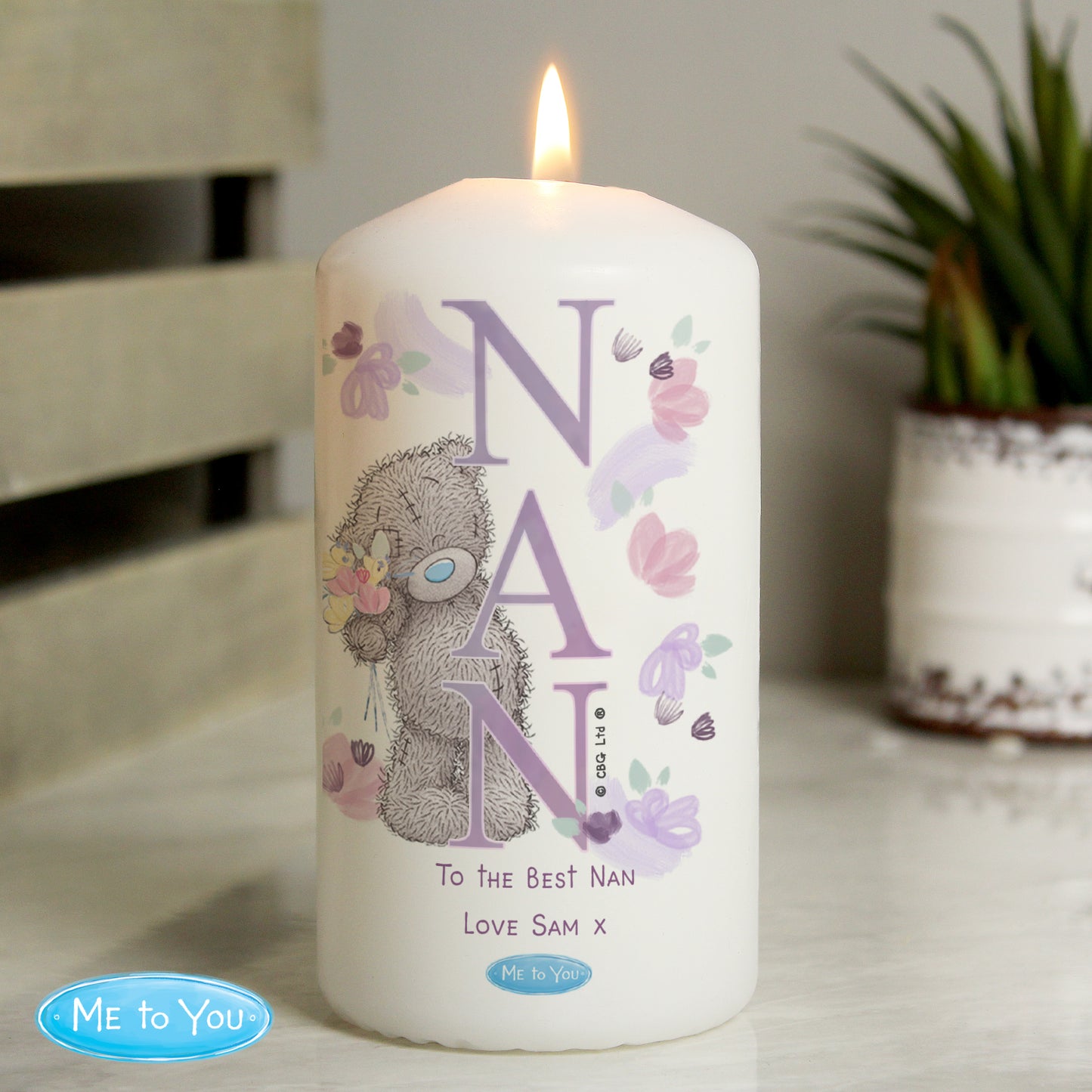 Personalised Me to You NAN Pillar Candle - MK&JD Gifts