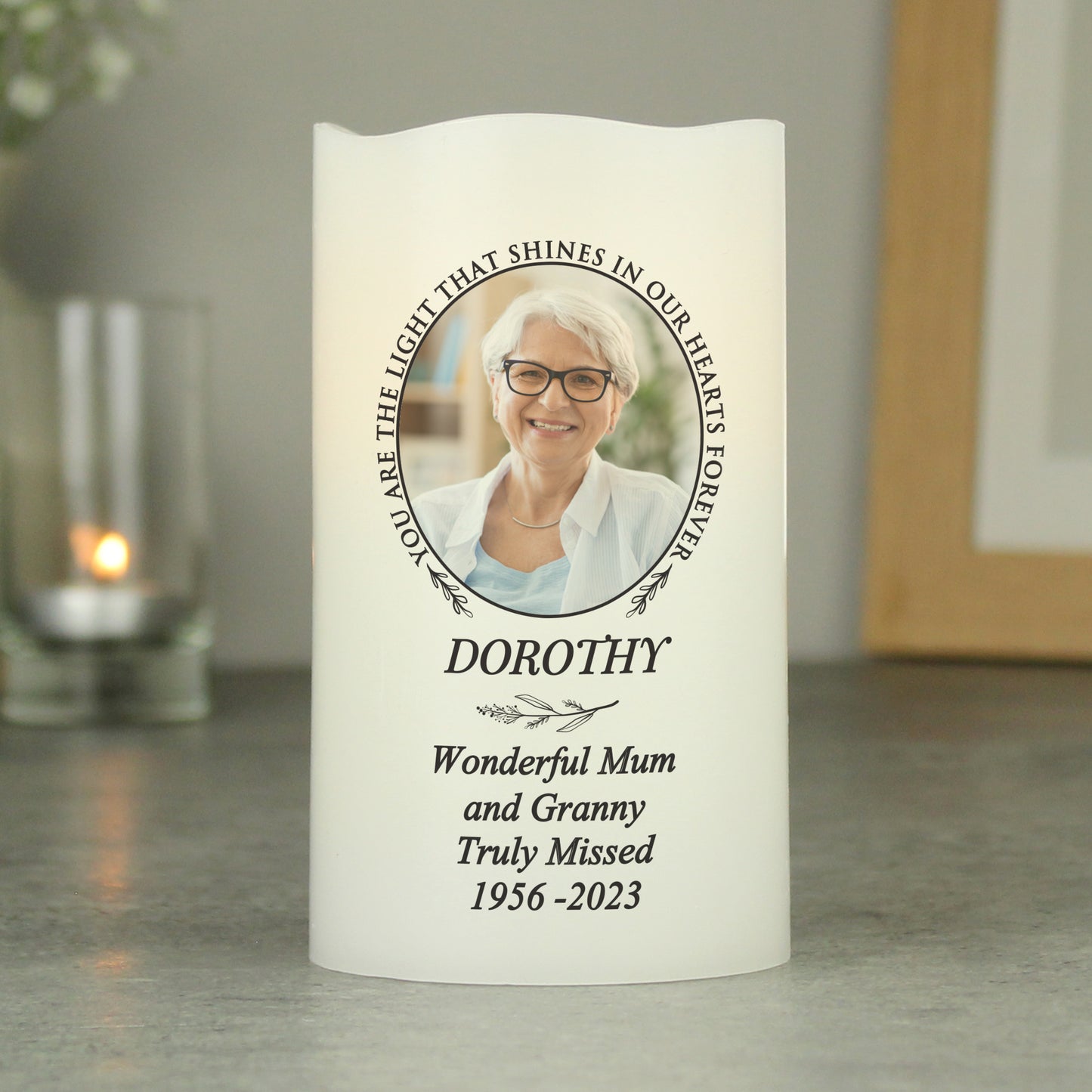 Personalised Light In Our Hearts Photo Upload LED Candle - MK&JD Gifts