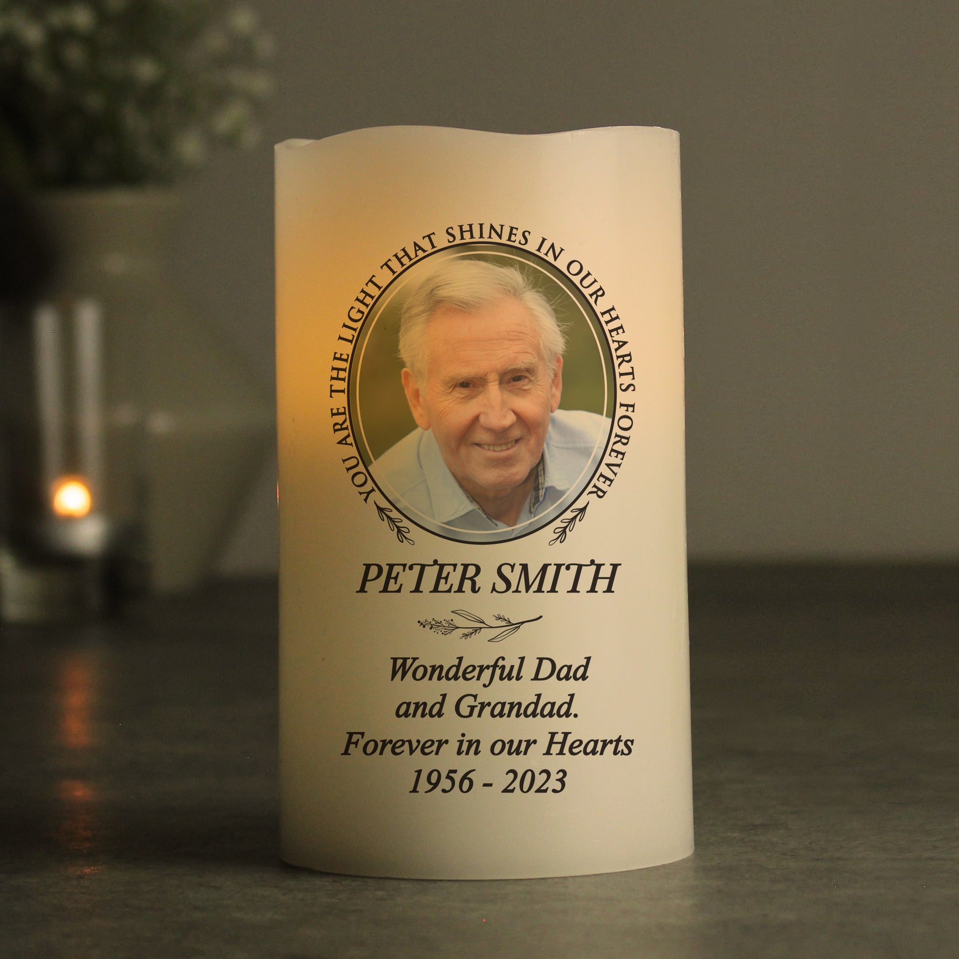 Personalised Light In Our Hearts Photo Upload LED Candle - MK&JD Gifts