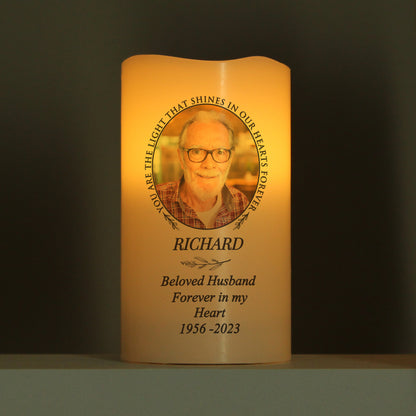 Personalised Light In Our Hearts Photo Upload LED Candle - MK&JD Gifts