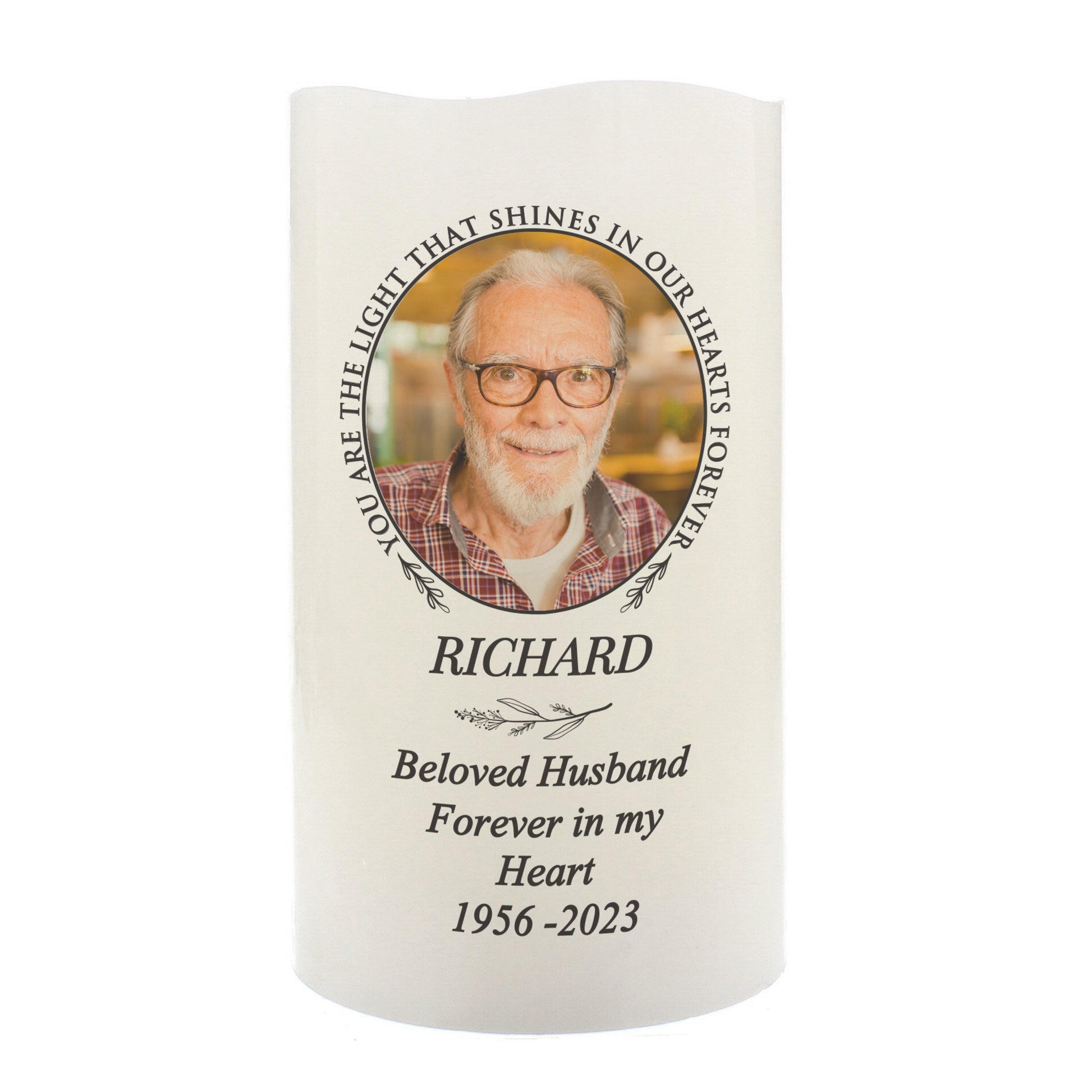 Personalised Light In Our Hearts Photo Upload LED Candle - MK&JD Gifts
