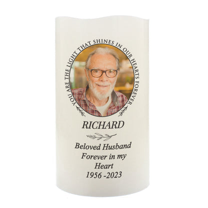 Personalised Light In Our Hearts Photo Upload LED Candle - MK&JD Gifts