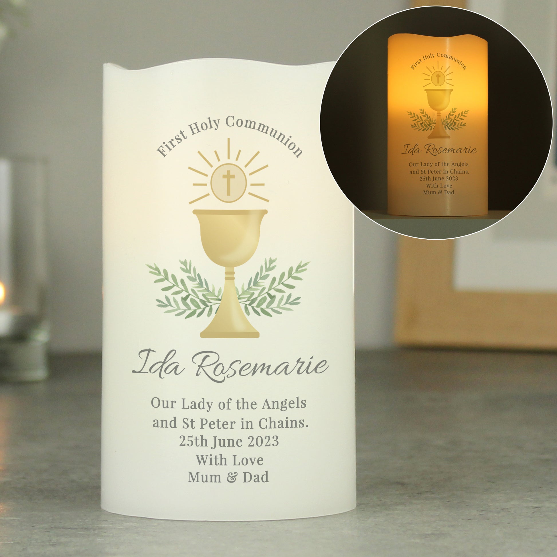 Personalised First Holy Communion LED Candle - MK&JD Gifts