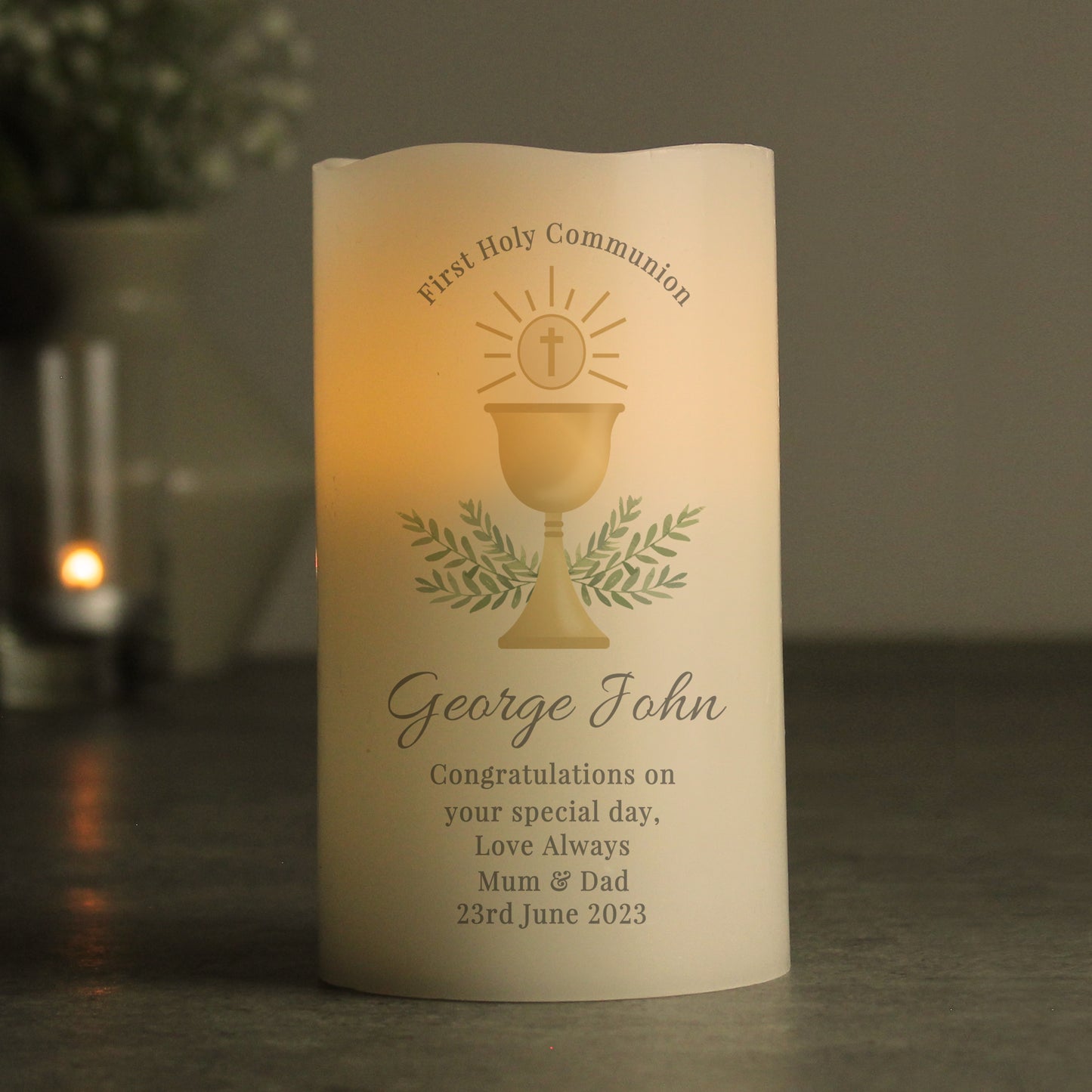 Personalised First Holy Communion LED Candle - MK&JD Gifts