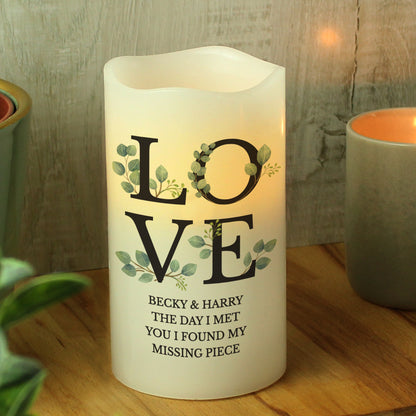 Personalised LOVE LED Candle - MK&JD Gifts