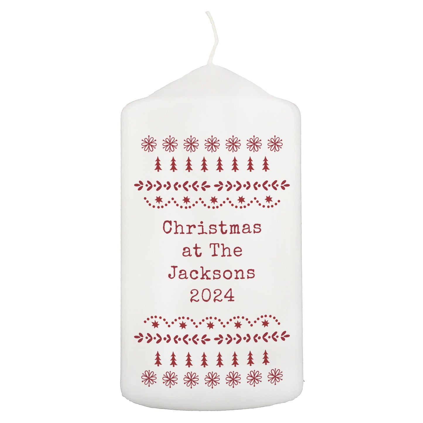 Personalised Christmas Fair Isle Pillar Candle - MK&JD Gifts