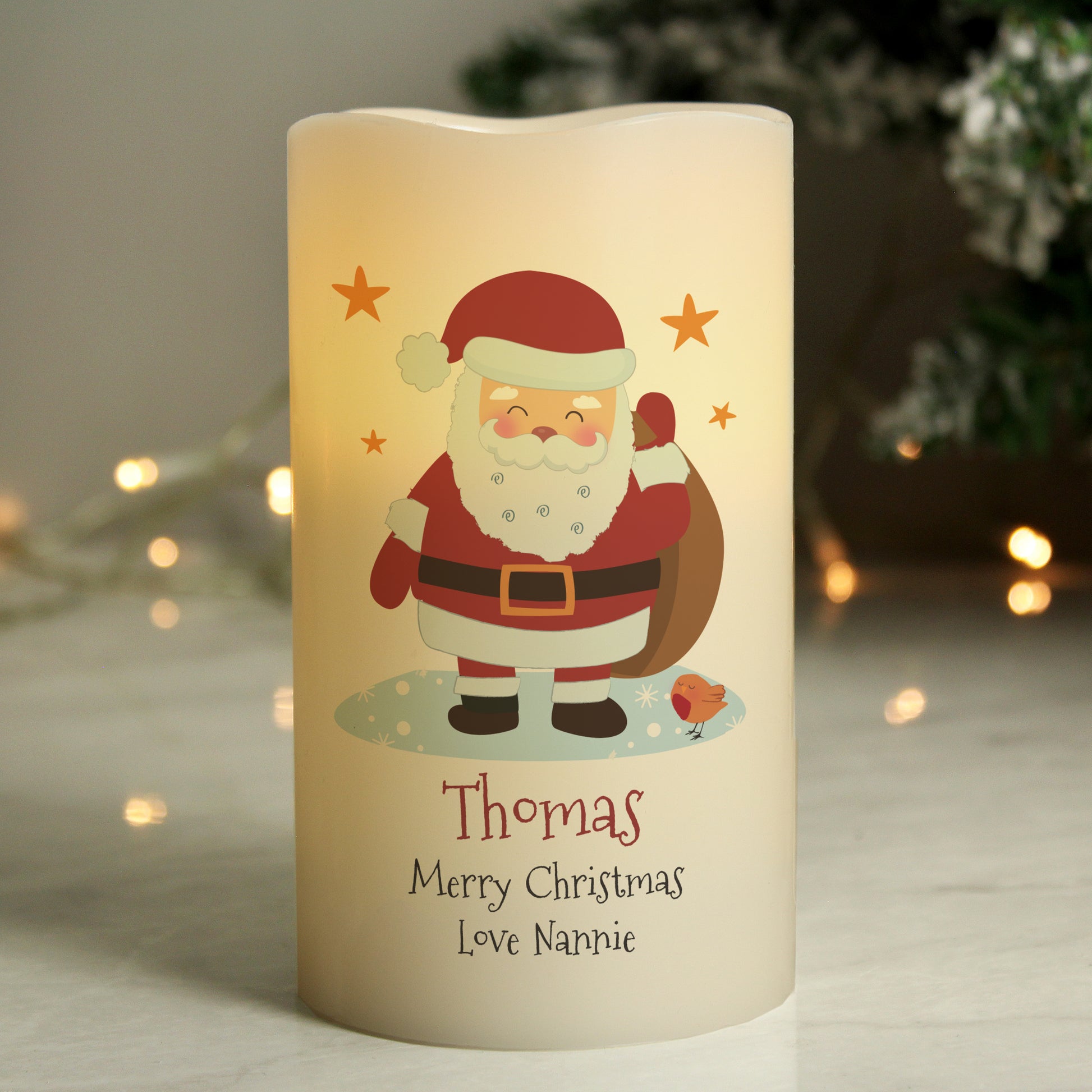 Personalised Christmas Santa LED Candle - MK&JD Gifts