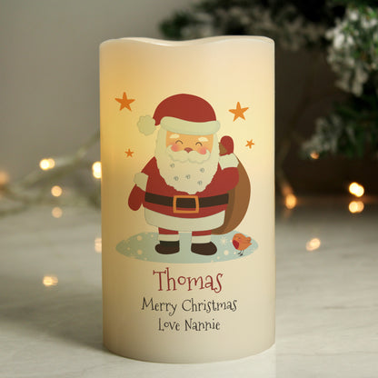 Personalised Christmas Santa LED Candle - MK&JD Gifts